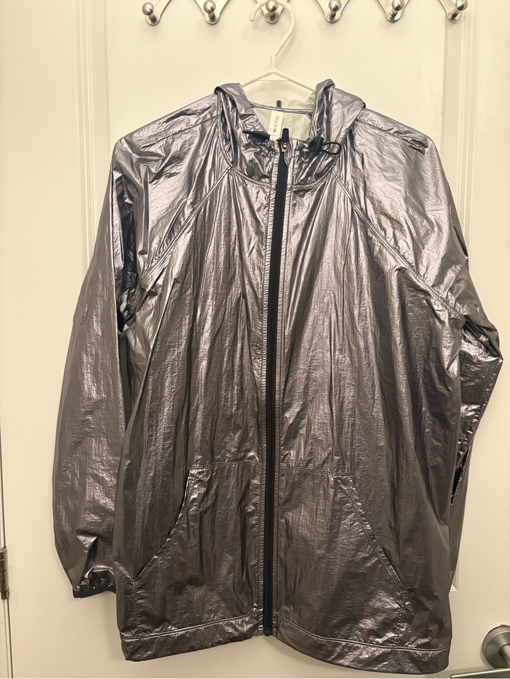 Metallic Silver Lightweight Hooded Jacket